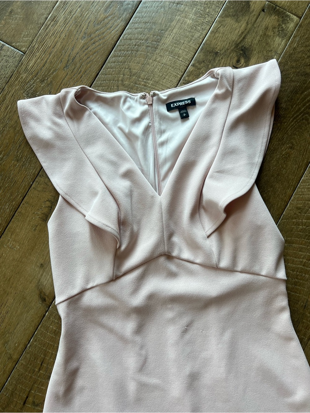Express Light Pink Ruffle V-Neck Mini Dress - Picture 2 of 5